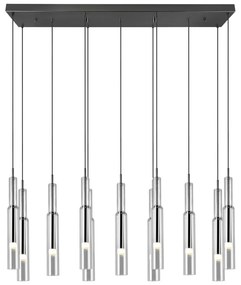 LED závesné svietidlo so skleneným tienidlom v čierno-striebornej farbe Lucent – Trio Select