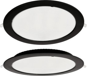 BERGE Okrúhly LED panel zapustený - čierny - 24W - PC - neutrálna biela