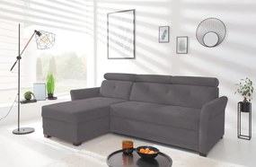 Rohová sedacia súprava Harris, tmavo šedá tkanina, ľavý roh