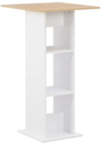 Barový stôl, biely a dub sonoma 60x60x110 cm