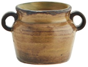 MADAM STOLTZ Kameninový obal na kvetináč Mustard/Brown 7,5 cm
