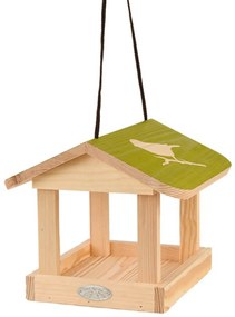 Závesné kŕmidlo pre vtáky Elisa, 19,5x24x24 cm, drevo, hnedá/zelená