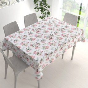 Biante Teflónový obdĺžnikový obrus TF-134 Akvarelové kvety rododendrónu na bielom 140x160 cm