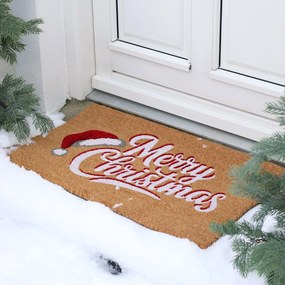 Hnedá kokosová rohožka Merry Christmas - 75 * 45 * 1,5 cm