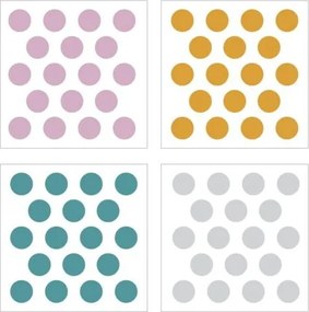 Samolepka do detskej izby sada konfety ružová, žltá, tyrkysová, šedá 5cm