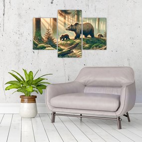 Obraz - Medvede v lese (90x60 cm)