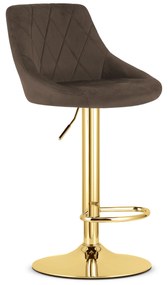 Barová stolička KAST zamat – hnedá/zlatá