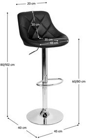 Barová stolička, čierna ekokoža/chrómová, MARID NEW