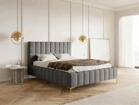 Manželská posteľ 180 cm Sheldona 180 (s roštom) (s úl. priestorom) (sivá + zlatá). Vlastná spoľahlivá doprava až k Vám domov. 1099761