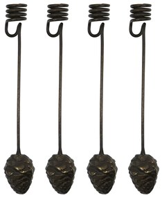 House Doctor Závesný svietnik na stromček Mini cone Antique brown – set 4 ks