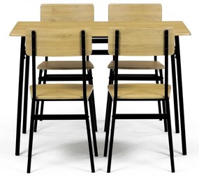 Jedálenský set Industrial so 4 stoličkami, 110 x70 x 76 cm, divoký dub