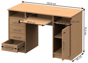 Kondela PC stôl, buk, B9 2 NEW