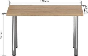 Dekorstudio Jedálenský stôl v dekore zlatého duba 128x67cm s chrómovými nohami