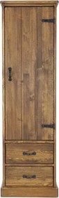 Úzky rustikálny patinovaný šatník s dvomi zásuvkami a dvierkami 57x60x190 cm