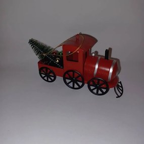 DECOLED Kovová lokomotíva, 15,2 x 4,5 x 8,2 cm, červená