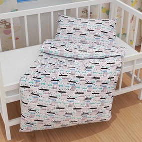 Biante Detské bavlnené posteľné obliečky do postieľky Sandra SA-199 Autíčka a autobusy Do postieľky 90x140 a 40x60 cm