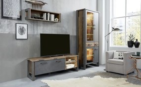 Vysoká vitrína Prime, vintage optika dreva