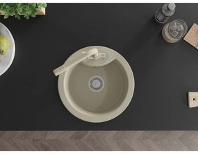 Mexen Diego, 1-komorový granitový drez 488x488x167 mm, béžová batéria Duero, béžová, 6512-69-671600-69