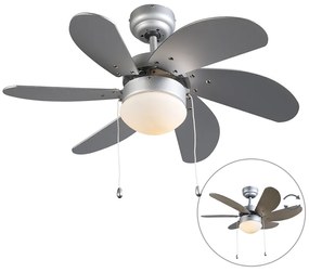 Stropný ventilátor oceľový s potlačou dreva 80 cm s ťahovým spínačom - Fresh
