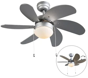 Stropný ventilátor oceľový s potlačou dreva 80 cm s ťahovým spínačom - Fresh