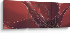 Obraz - Červená abstraktná kvetina N⁰2 (s hodinami) (90x30 cm)