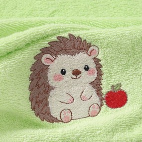 Goldea detský froté uterák - ježko s jabĺčkom na zelenej 30 x 50 cm