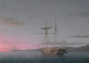 Obraz - Fitz Henry Lane, Lumber Schooners at Evening on Penobscot Bay, reprodukcia (70x50 cm)