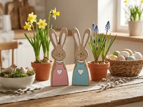 Drevený králik LAPINA XL s farebnými šatami, 18 cm Farba: Ružová