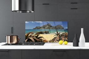 Sklenený obklad Do kuchyne Pláž more skala príroda 125x50 cm