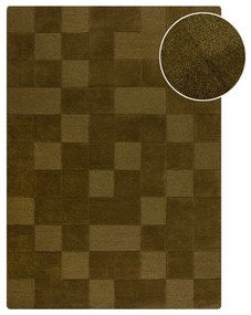 Kaki ručne tkaný vlnený koberec 120x170 cm Checkerboard – Flair Rugs