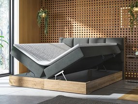 Manželská posteľ Boxspring 140 cm Bolondra (zlatý remeselný dub + soro 100). Vlastná spoľahlivá doprava až k Vám domov. 1051073