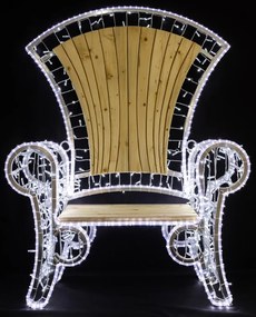 DECOLED Vianočná vonkajšia stolička, 850 LED, drevené sedadlo, 36V, 36W