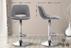 2x Barová stolička Camden - zamat, chróm rám - Tmavo sivá