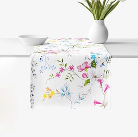 Goldea behúň na stôl 100% bavlnené plátno - maľované lúčne kvety 50x140 cm