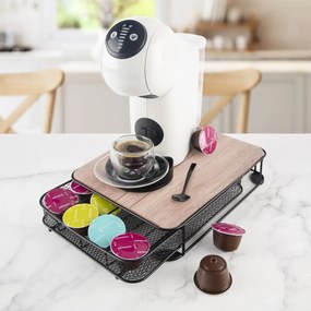 Orion Sada organizéra na čaj + kávové kapsule, drevo-kov BISTRO