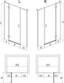 Mexen Mist-H L, 1-krídlové sprchové dvere ľavé 125 cm, číre sklo, čierny profil, 8A5L-125-001-70-00-L