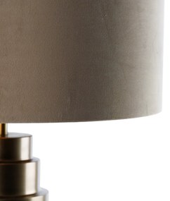 Stolná lampa bronzová s tienidlom z velúru taupe so zlatom 50 cm - Bruut