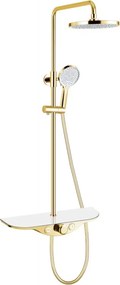 Mexen Exxo, sprchová sada s ručnou a dažďovou hlavicou, zlatá-biela, 78113-25