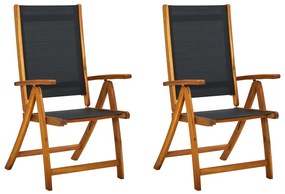 vidaXL Skladacie záhradné stoličky 2 ks, akáciový masív a textilén