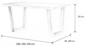 Wooded Jedálenský stôl Austin z masívu DUB 220x100x76cm