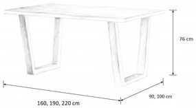 Wooded Jedálenský stôl Austin z masívu DUB 190x90x76cm