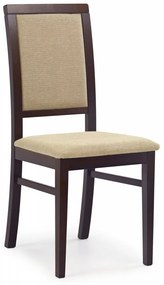 Jedálenská stolička SYLWEK – masív, látka, viac farieb tmavý orech / béžová