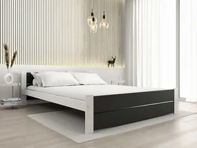 Posteľ IKAROS DOUBLE 140 x 200 cm, antracit/biela Rošt: S lamelovým roštom, Matrac: Bez matraca