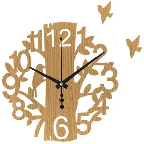 Drevené nástenné hodiny Vtáčik – moderný dizajn, tichý chod | SENTOP HDF0162-ruka-cierna