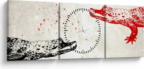 Obraz - Krokodíly (s hodinami) (90x30 cm)