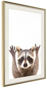 Artgeist Plagát - Raccoon [Poster] Veľkosť: 20x30, Verzia: Zlatý rám s passe-partout