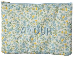 Modrá látková toaletná taštička s kvietkami Amour - 22*1*16 cm