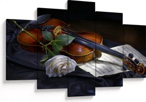 Obraz - Ruže a husle (150x105 cm)