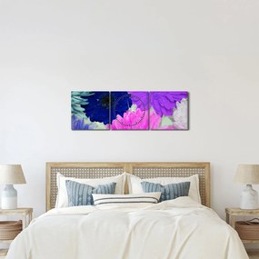 Obraz farebných kvetín (s hodinami) (90x30 cm)
