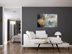 Obraz - Abstrakcia so zlatou guľou (90x60 cm)